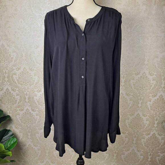 Old Navy Tops - Old Navy Size XXL “The Tunic Shirt” Black Long Sleeve Round Collar Lightweight